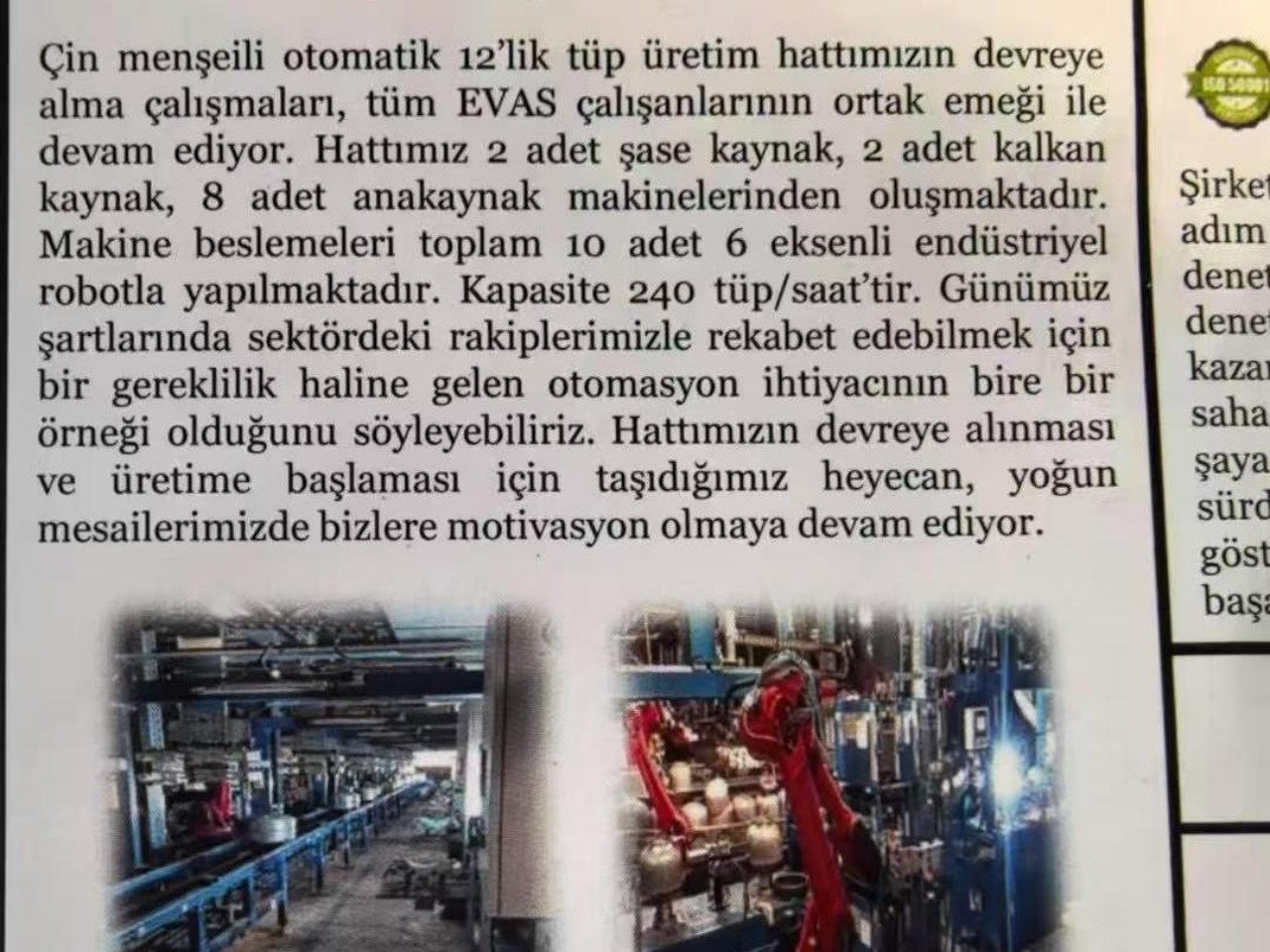 THLPG Automatic LPG Cylinder Welding Line in operation at a Turkish manufacturing plant, showcasing automated welding technology for LPG cylinders.